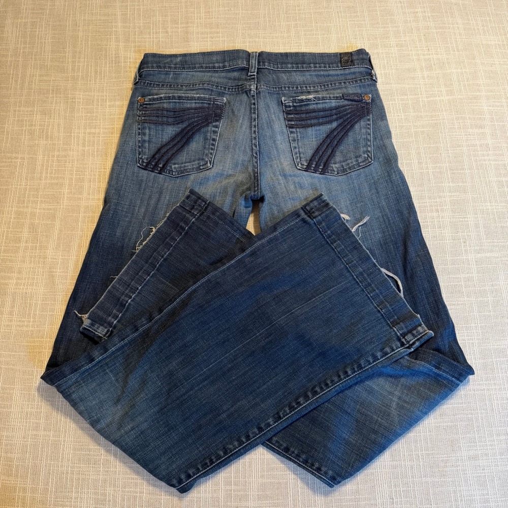 7 For All Mankind Dojo Wide Leg Trouser Jeans Medium Wash Blue Size 29 US Made